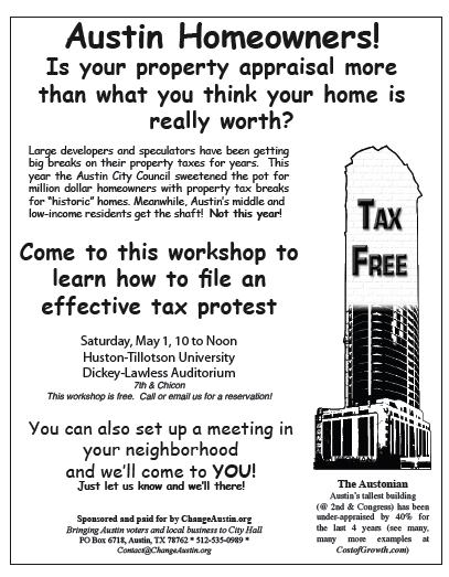 Flyer for May 1 Tax Protest Workshop
